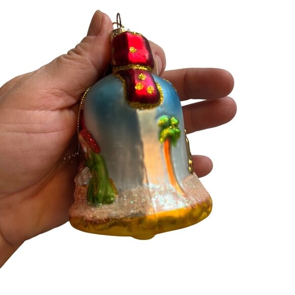 Hand-Painted Blown Glass Nativity Scene Christmas Bell Ornament - Picture 2 of 7